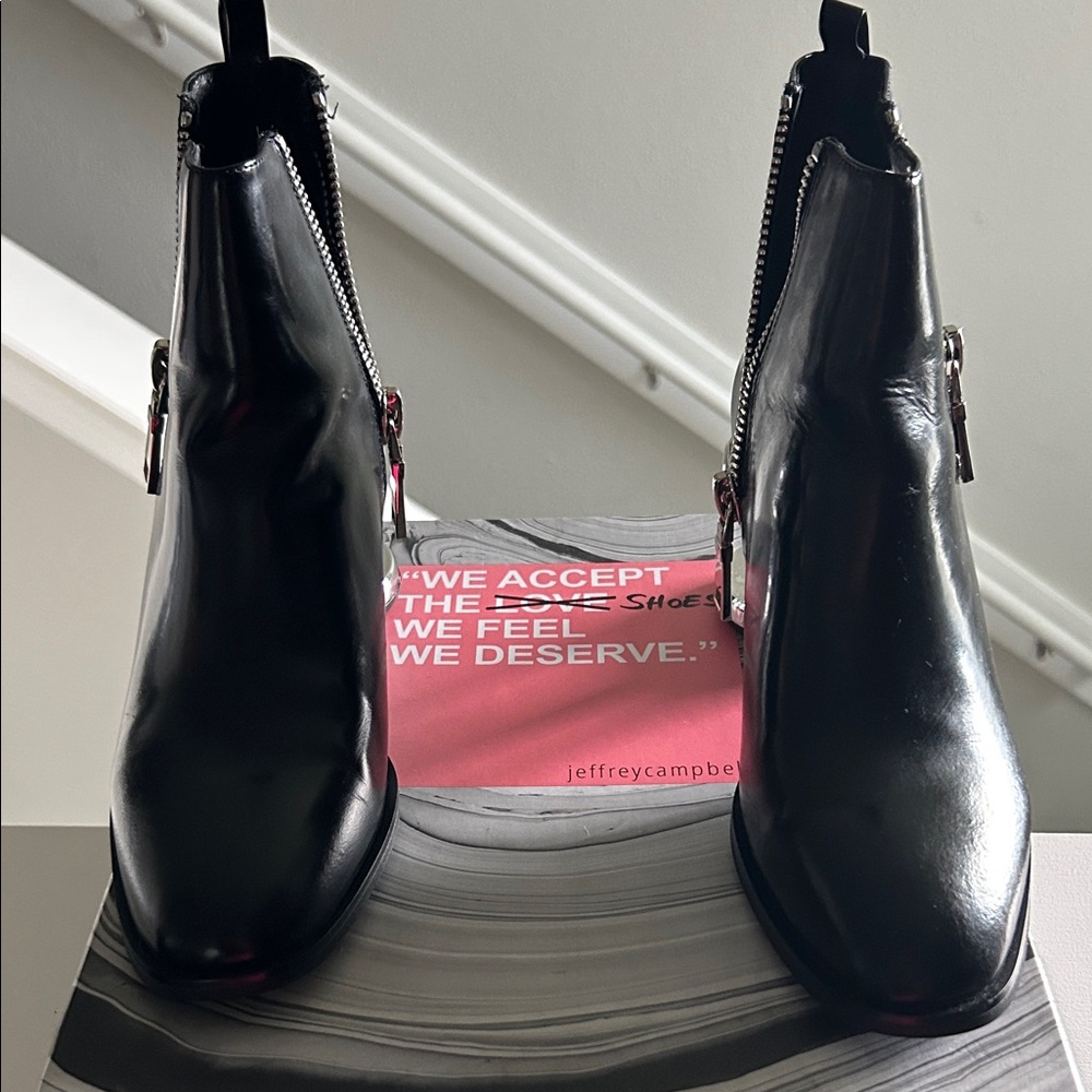 Jeffrey Campbell Glossy Black Ankle Booties